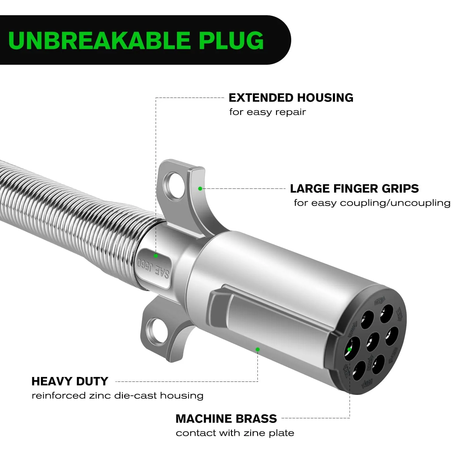 15ft 7 Way to 6 Way Trailer Plug Adapter