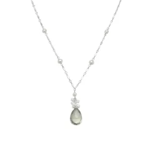 16" 2" Extension Prasiolite and Cultured Freshwater Pearl Necklace