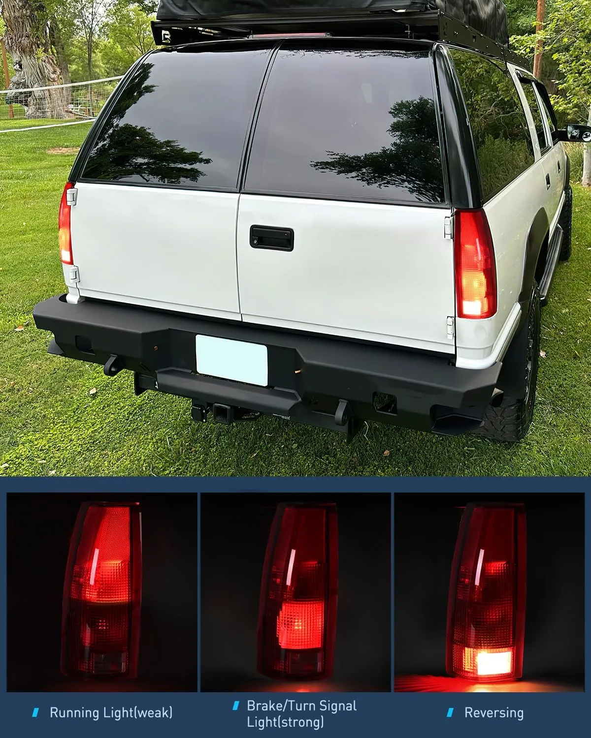 1998-1999 Chevy GMC C/K1500 2500 3500 1992-1999 Yukon Suburban Blazer 1995-2000 Tahoe 1999-2000 Cadillac Tail light Assembly Rear Lamp Replacement w/Bulbs and Harness Driver Side