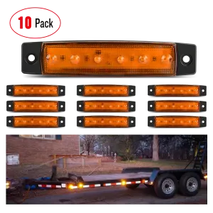 3.8 Inch 6 LEDs Amber Side Marker Lights (10 Pcs)